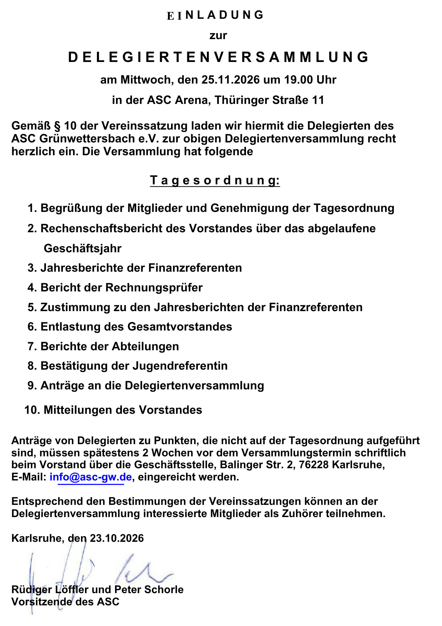 Einladung zu unserer Delegiertenversammlung 2026